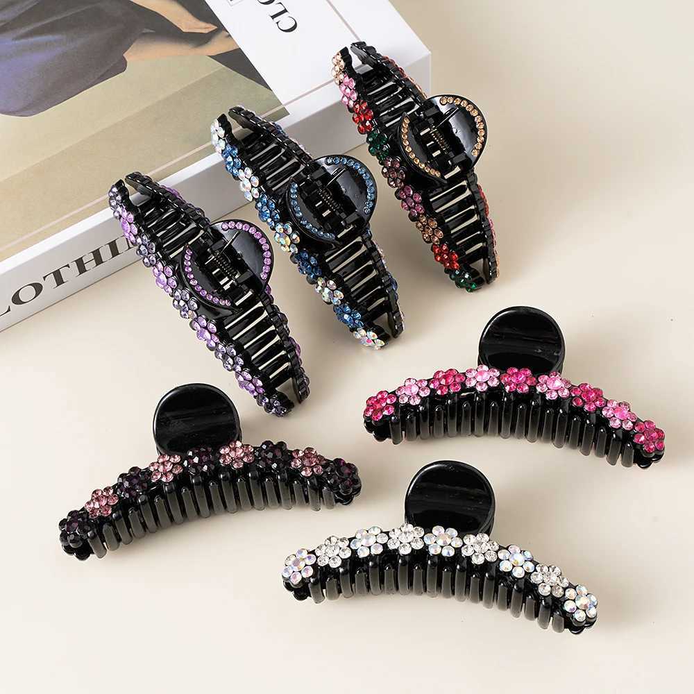 Klemmen Strasshaarklauen Krabbenclip für Frauen Mädchen Blumen Haarnadel Barrettes Kristallponytail Haarzubehör Kopfbedeckung Schmuck Geschenk Y240425