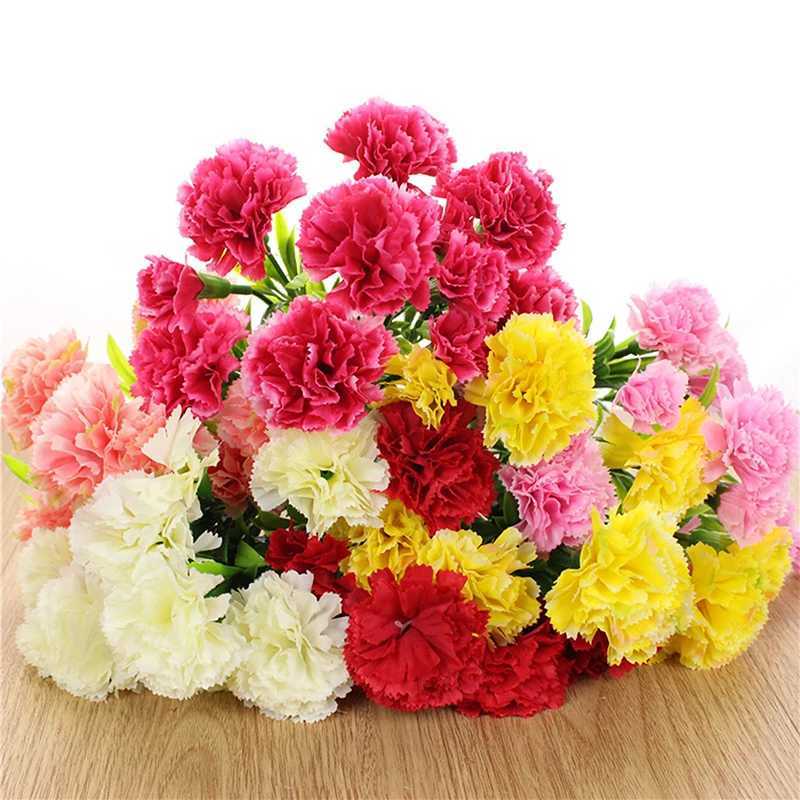 Dried Flowers 10 Heads Artificial Carnation Home Decoration Multi Color Beauty Silk Fake Flower Especial For Wedding And Festival Decoration