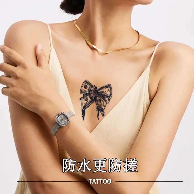 Tattoo Transfer Dollar Bowknot Tatoo adesivo durar tatuagem falsa para mulher homem herbal tatuagem punk arte faux tatuagens tatuajes 240427