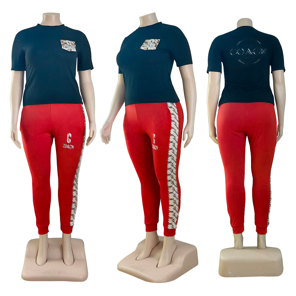 Pantalons pour femmes plus taille en deux pièces Set T-shirt pour femmes et pantalons de survêtement de jogging set la tenue décontractée livraison gratuite 1xl-5xl