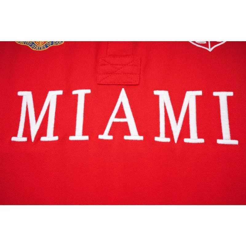 Mäns T-shirts plus storlek 7xl Miami broderad Summer Mens Polo Shirt lyx Kort ärm Solid Color 100% Cotton Casual Mens T-shirt J240426