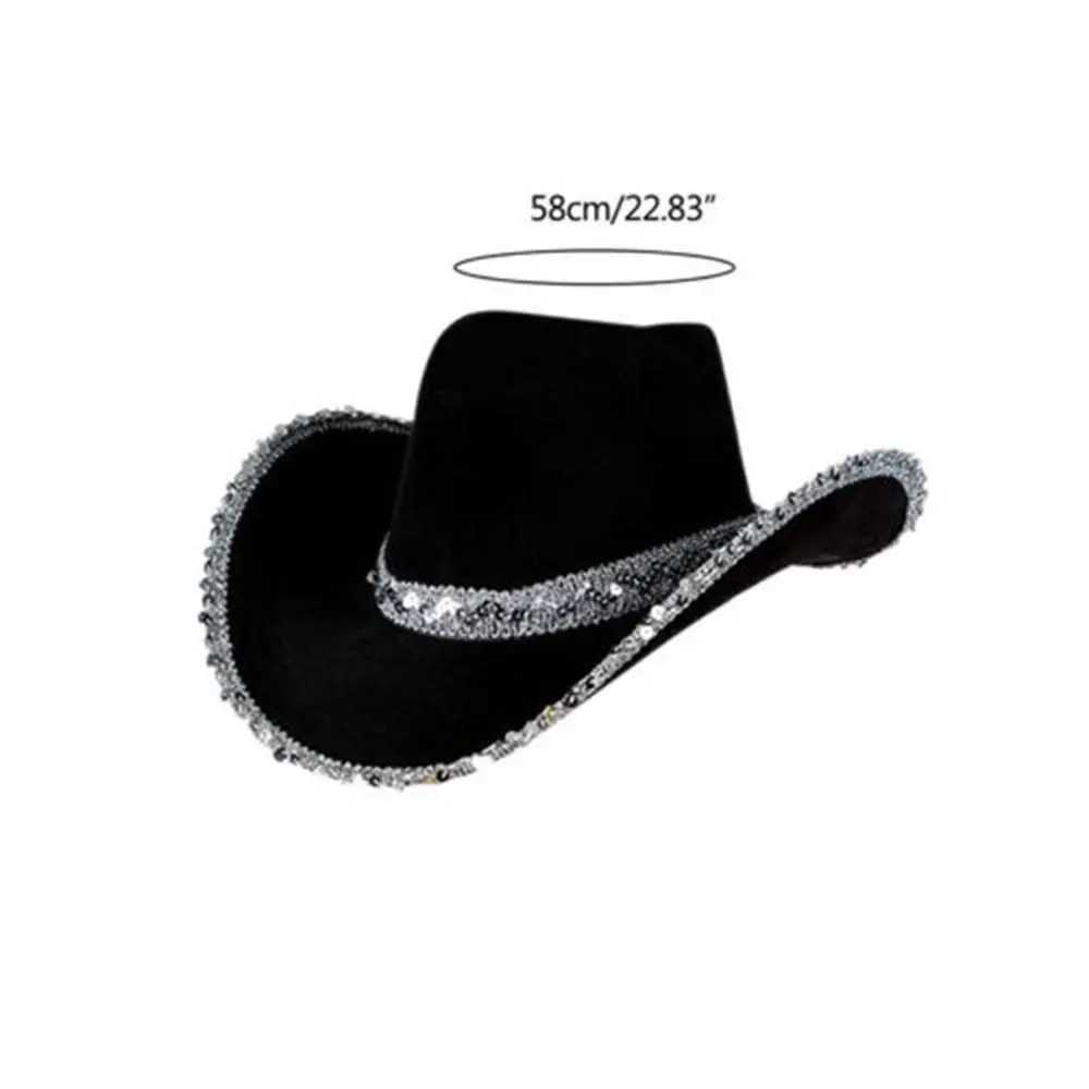 Szerokie brzeg kapelusze wiadra czapki moda damska partyjna odgrywanie ról dżinsowe akcesoria cekiny jeansowe czapki dżinsowe czapki single imprezowe czapki y240425