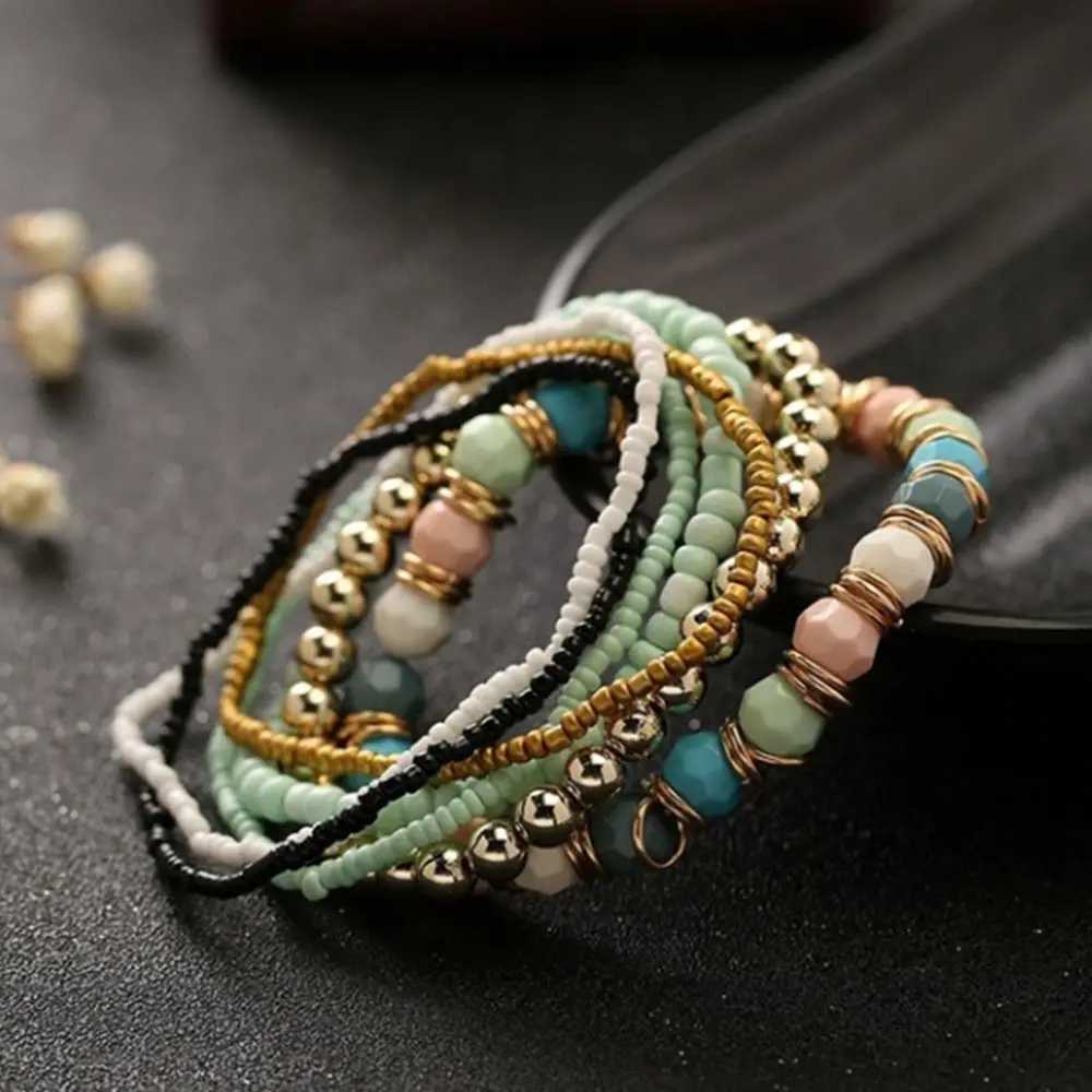 Beaded Four Seasons Bohemian Multi Layered Jewelry and Womens Elastic Armband 2019 NYTT