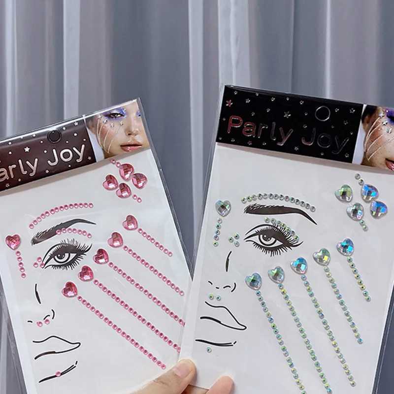 Tatouage transfert de paillettes de paillettes bijoux autocollant face bijoux en diamant maquilleur art eyeliner temporaire tatouage bady maquillage outils de maquillage ramines 240426