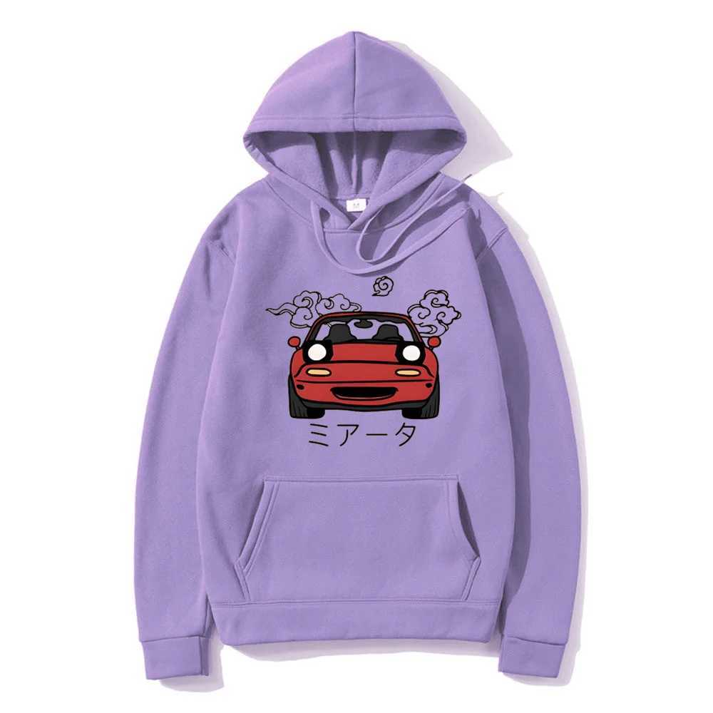 Herrtröjor tröjor anime initial d hoodie jdm japansk fordon miata mx5 tryckt hoody kvinnor crewneck tröjor män pullover toppar män kläder t240425