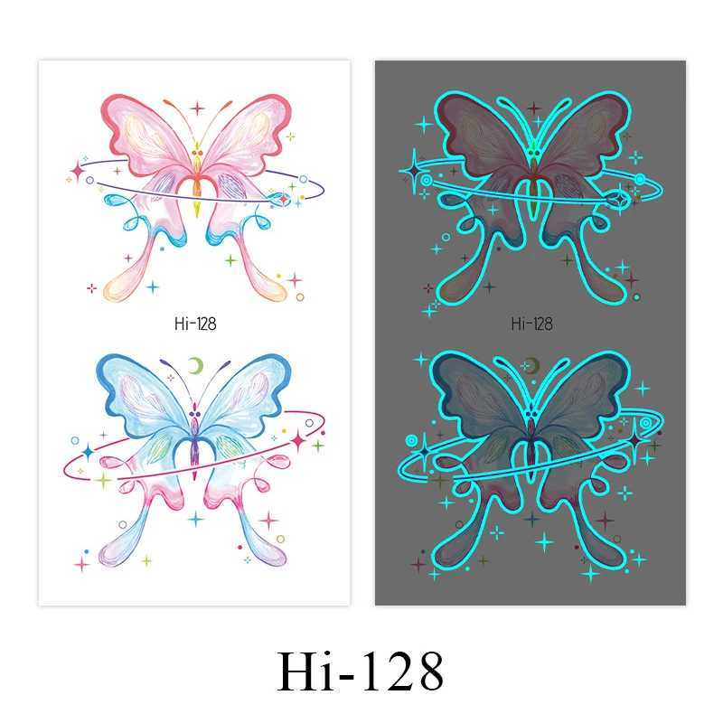 Transfert de tatouage Blue Luminfly Butterfly Stickers Femmes Femmes ARM FACT VACTURE TATOOS ART TATOOS TATOOS BATTERFLY SYLLABLE ÉLECTRIQUE TATOUCE 240427