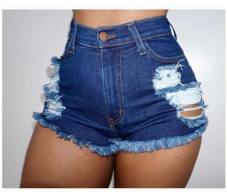 Women's Shorts 2023 New European Beauty Sexy Denim Shorts Jeans Women High Waist Casual Hole Summer Thong Booty Shorts Y240425