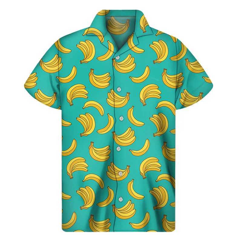 Jilf Chemises décontractées pour hommes banane 3d chemise imprimée hommes Men de vacances Été Plantes tropicales Modèles à manches courtes chemises hawaïennes