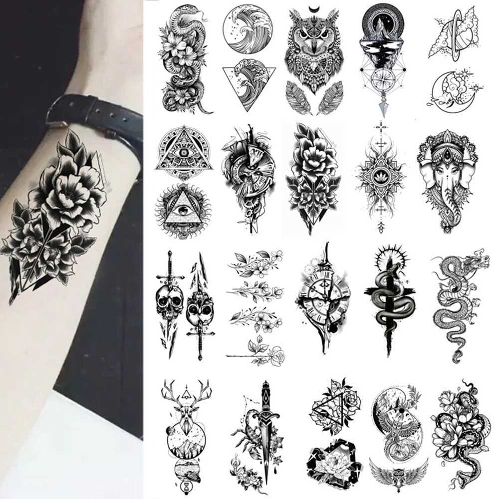 Transfert de tatouage petit tatouage temporaire étalant temporaire fleur papillon mini tigre loup scorpion serpent crâne de manche de poignet man tatouos 240426