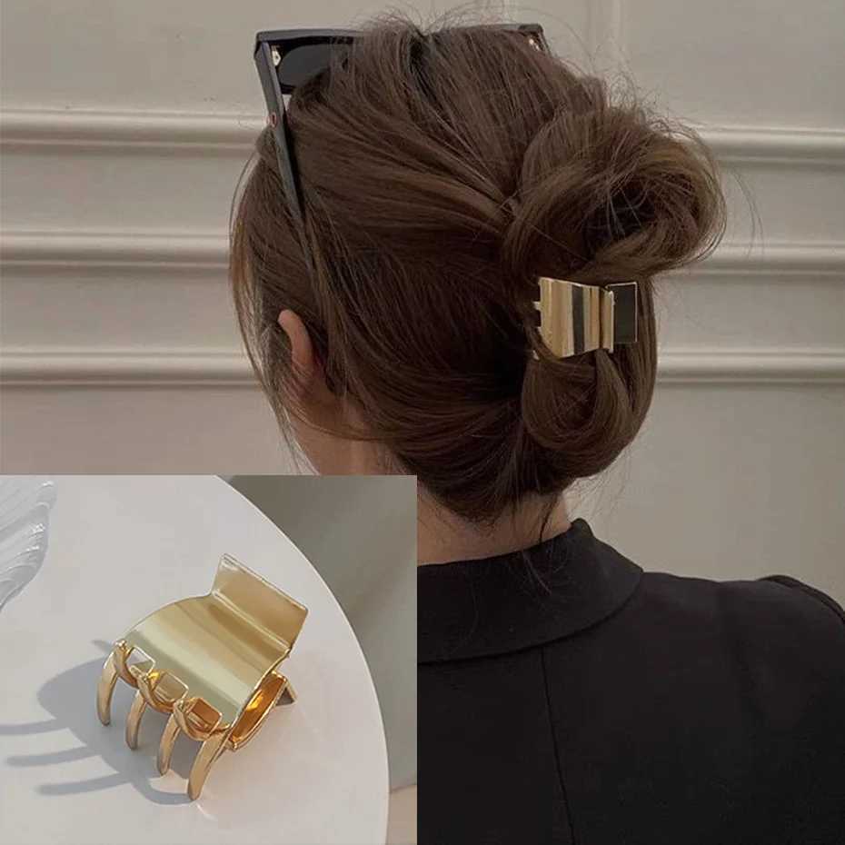 Klemmen Mode unregelmäßige Metallhaarklauen Vintage Haarklammern Krabben Haarnadel einfache geometrische Barrettes -Stirnband Haarzubehör Kopfbedeckung Y240425