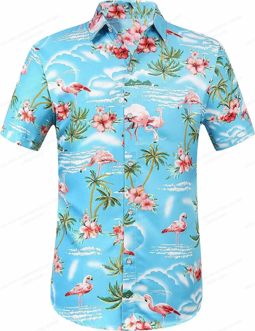 Męskie koszule Summer Hawaiian Shirts Mężczyźni Mężczyźni Moda Koszulka plażowa z krótkim rękawem Męska bluzka Obróć kołnierz Alohas Męskie Ubranie Casual 240424