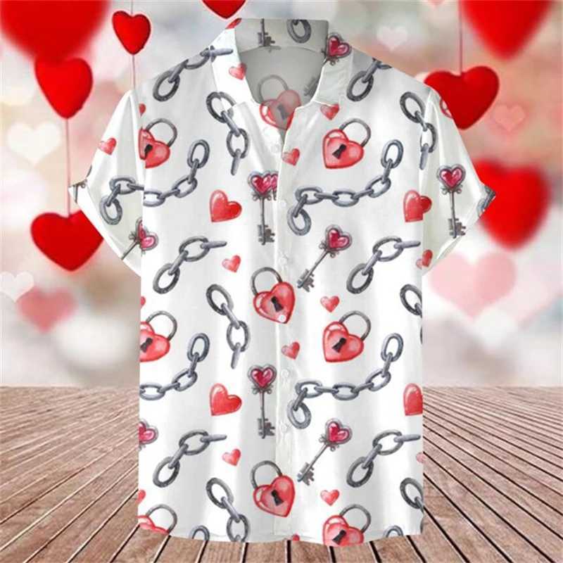 Camicie casual da uomo Love Pattine camicie a manica corta da uomo oversize da uomo 2024 Women Summer Hawaii Harajuku Fashion Beach Shirt Hawaiian camicetta a tappeto 4xl 240424