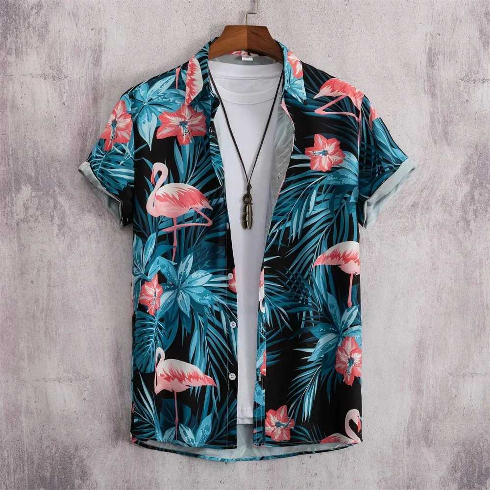 Mäns casual skjortor hawaiianska herrskjortor kort ärm 3d tryckt t -shirt för män strand blus retro mönster aloha skjortor sommar mode toppar 240424