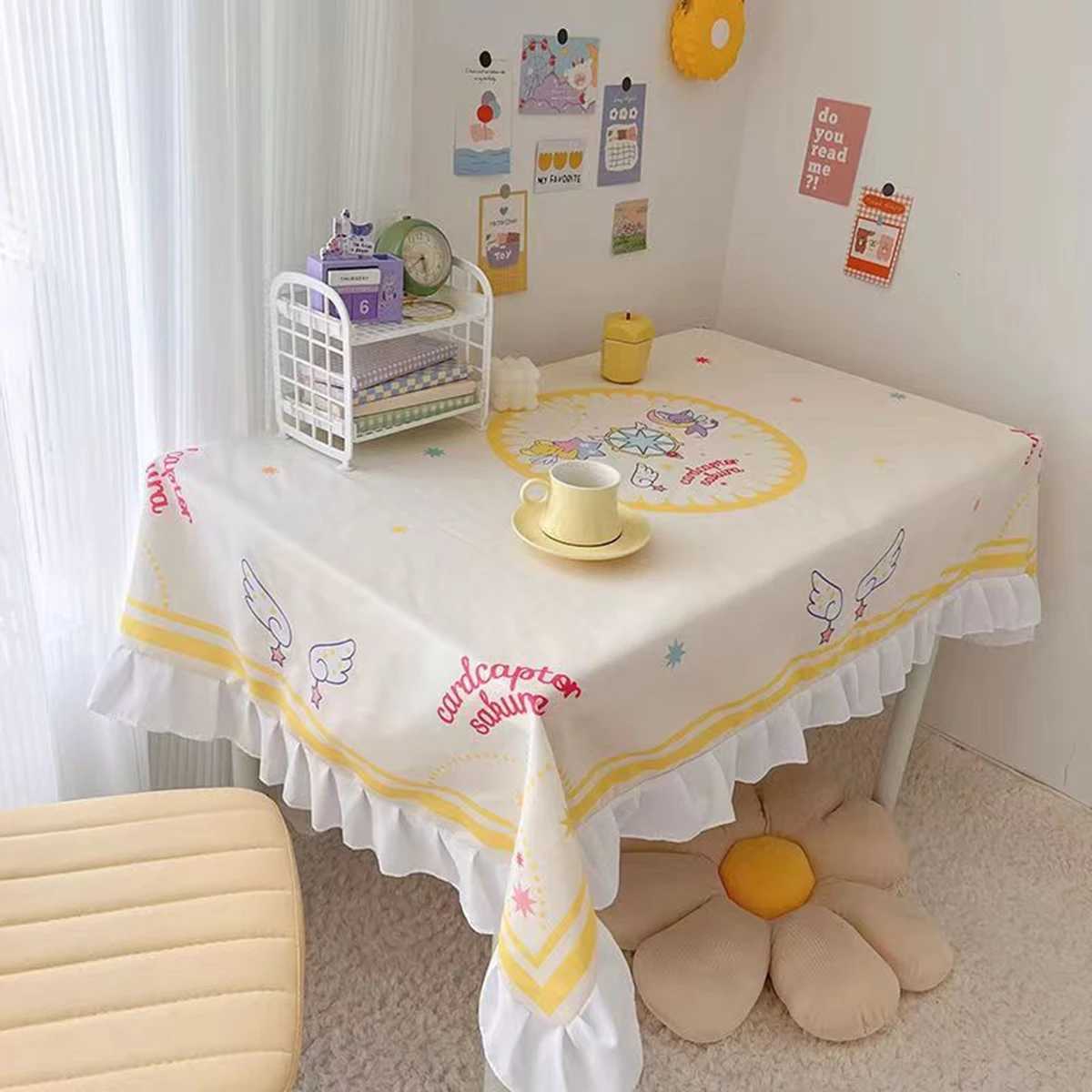 Table Cloth Cartoon student tablecloth Japanese Kawaii table mat cute pink Ins study table decorative animation 240426