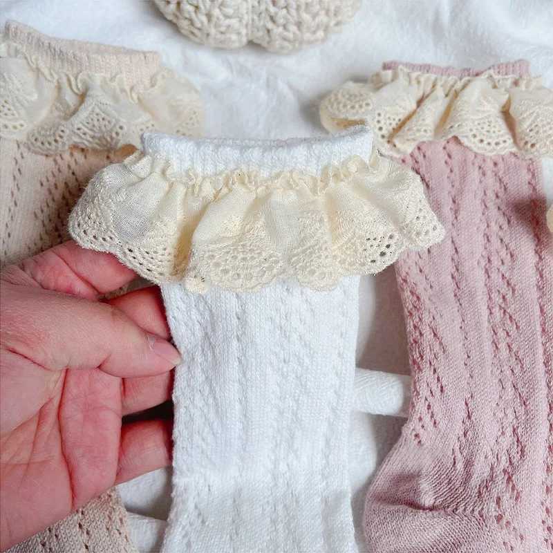 Barn strumpor sommar baby flickor ruffle strumpor barn småbarn knä hög lång strumpa mjuk bomullsspets blomma barn spädbarn strumpor för 0-5 år