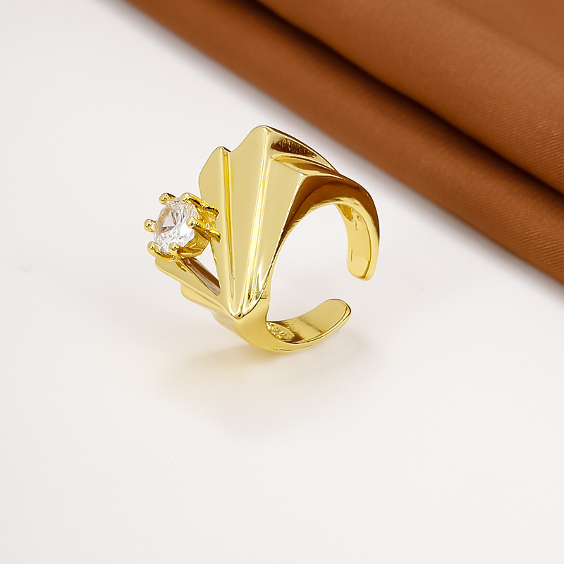 Wide opening ring, copper plated gold, personalized and versatile, simple and fashionable, new creative design jewelry