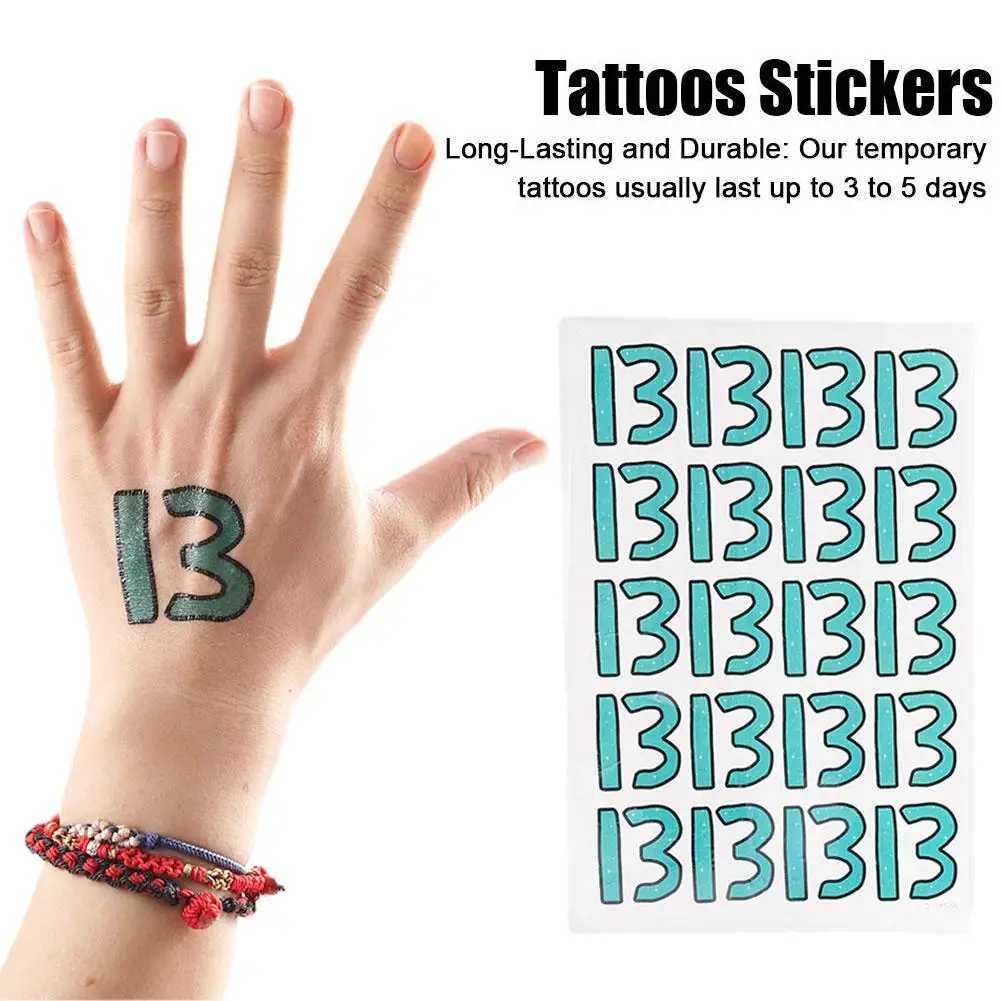 Tattoo Transfer verfügbar Einweg -Tattoo -Aufkleber Nummer 13 Temporäre Tattoos Lucky Water of Accessoires Aufkleber Hand Rave Dauer Tattoo 13 CO V3R2 240426