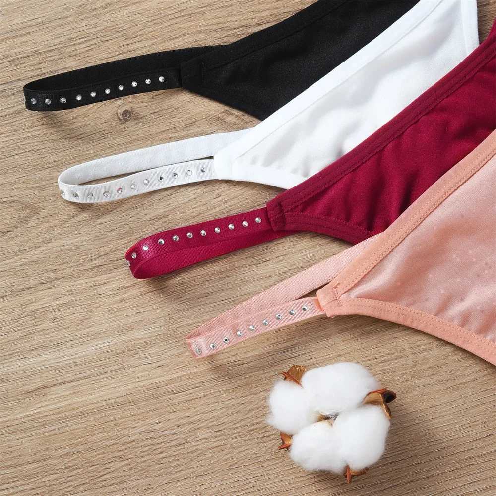 Kvinnors trosor Vkme Sexiga kvinnors thongunderkläder med låg stigning Rhinestone Soft Underwear Womens G-String Underwear Seamless T-formad underkläder2404