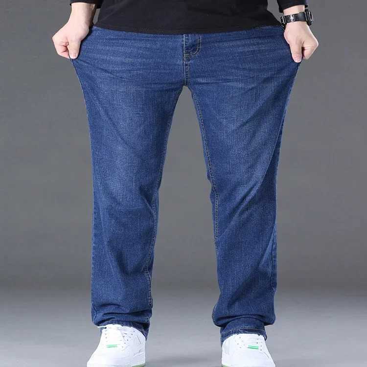 Men's Jeans Mens Spring Jeans Large Size 50 High Elastic Denim Large Size Pants Suitable for 45-150kg Mens Wide Leg Jeans Pantalon MensL2404