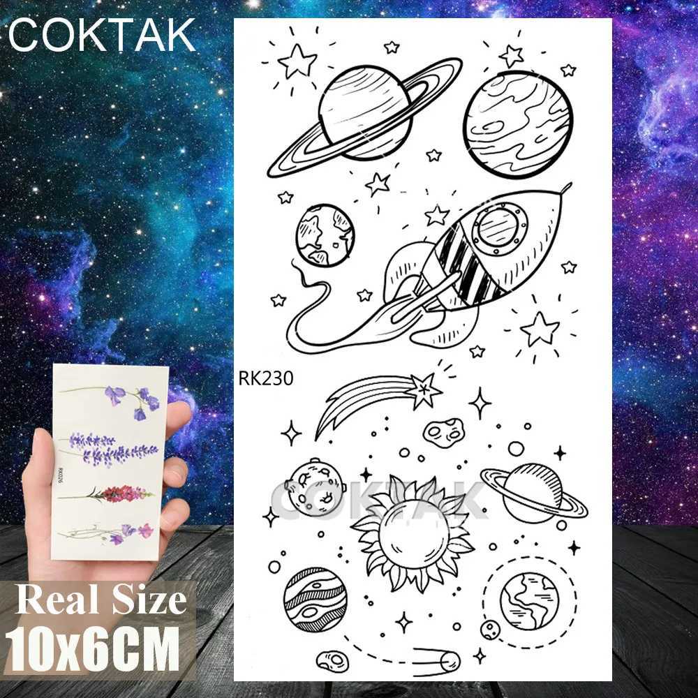 Tattoo Transfer Lovely Small Planets Temporary Tattoos Realistic Sheets Body Art Arm Tattoos Paper For Adult Kids Fake Waterpoof Tattoo Sticker 240427