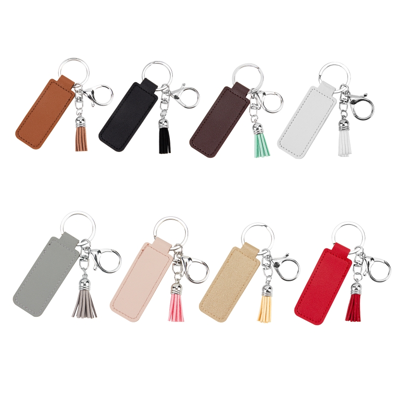 DIY PU LÄDER FRINGE NYCKEL Kedja Simple Business Small Gift Metal Pendant Car Key Chain Logo Accessories