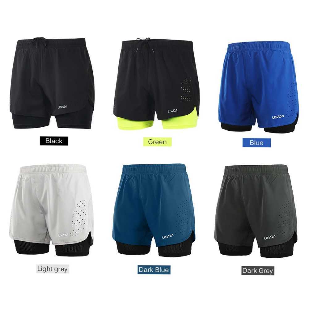 Shorts para hombres Lixada para hombres 2 en 1 corriendo pantalones cortos de secado rápido ejercicio de entrenamiento transpirable pantalones cortos de ciclismo con revestimiento más largo que se ejecuta D240426