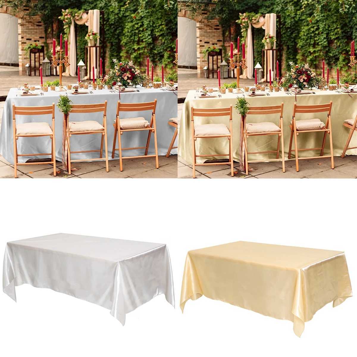 Table Cloth 145x220cm rectangular satin tablecloth wedding tablecloth party tablecloth baby shower birthday banquet home dining table decoration 240426