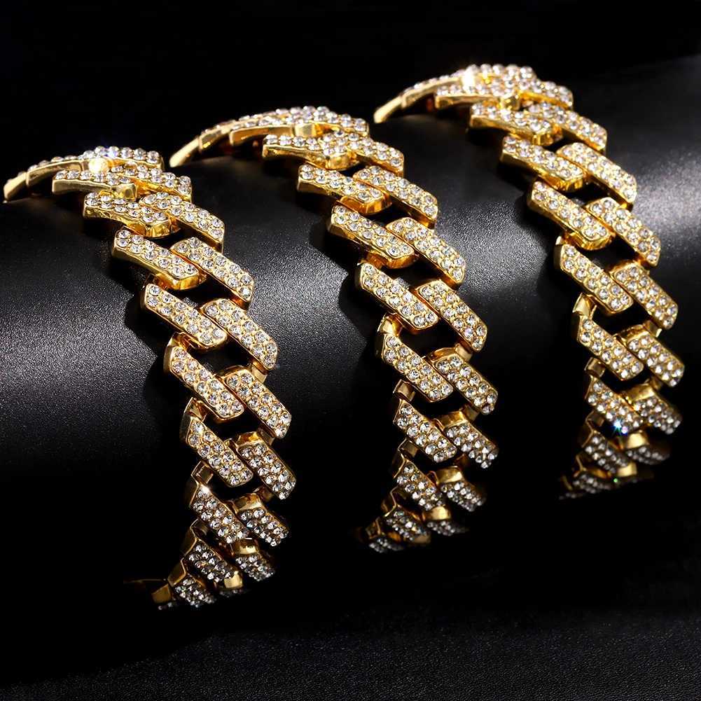 Strands Iced Out bling aaa rhinestone prong cuban linkチェーンメンズネックレス