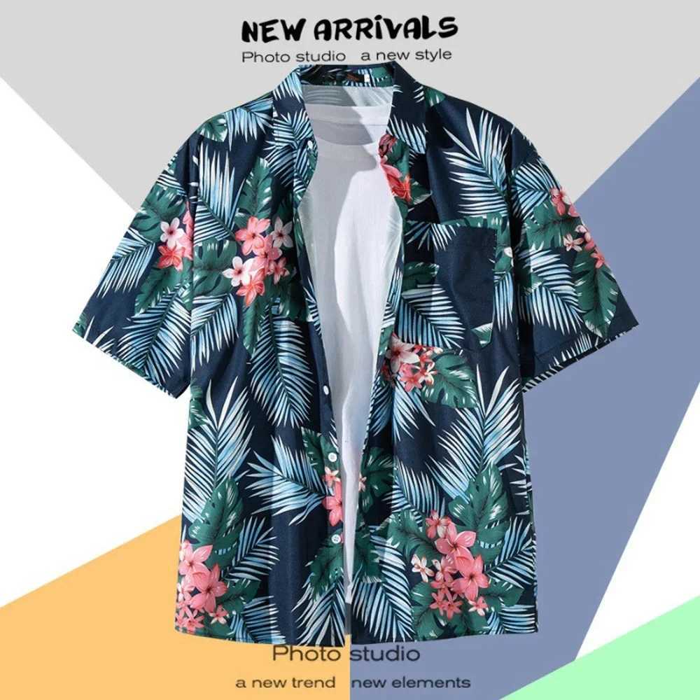 Camicie casual maschile camicie hawaiane uomini retrò retrò a pianta corta maglietta a maniche corte estate le vacanze estive abbigliamento da uomo 240424