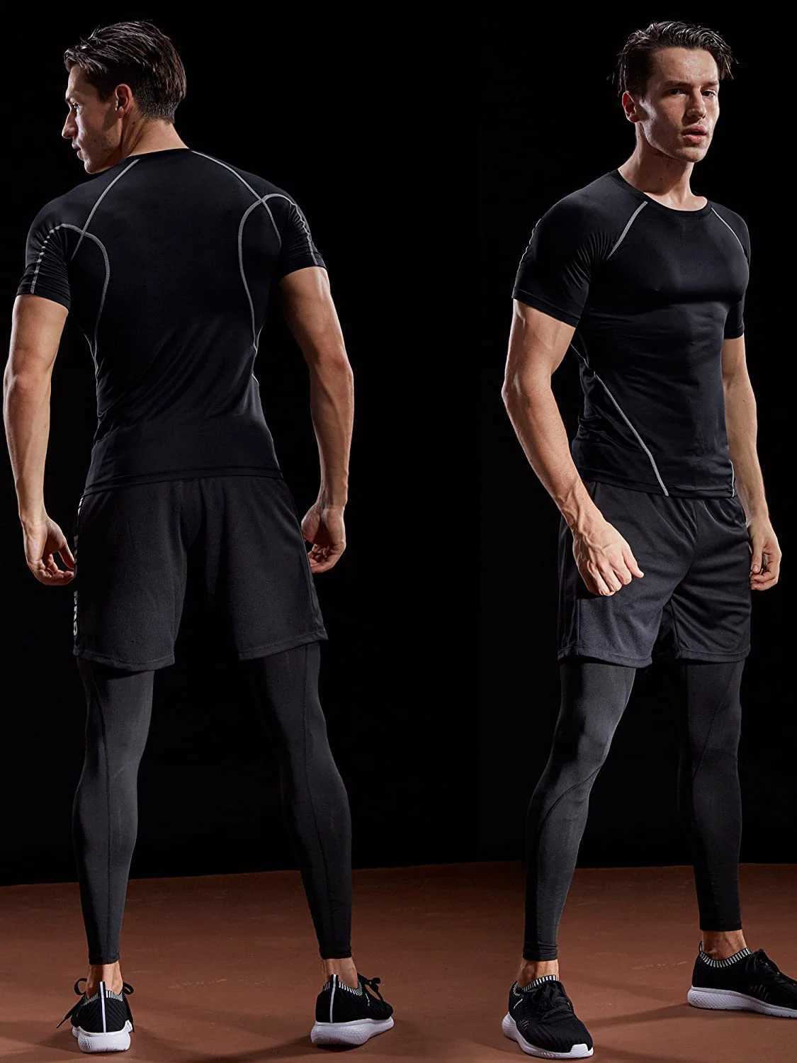 T-shirts masculins 2018 T-shirt de compression masculine Summer Sports Wear T-shirt élastique Sports de séchage rapide TE-shirt Sports Fitness Shirt Mens J240426