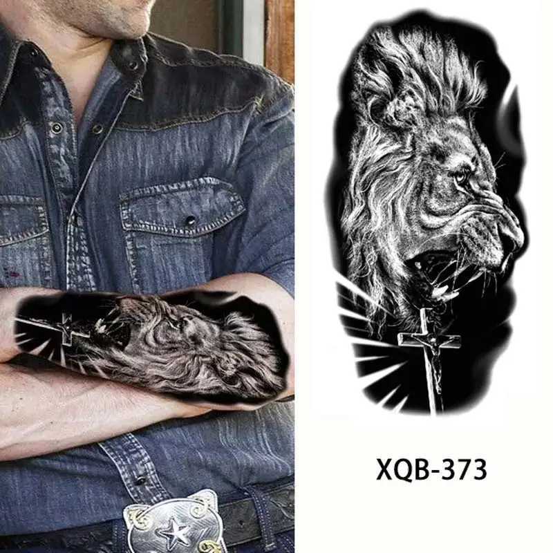Transfert de tatouage Forest Animal Tatouages temporaires pour hommes Autocollants de tatouage de loup Tiger Skull Squelette Faux Tatouage pour femmes Arm Sleave 240427