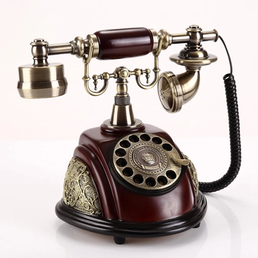 Acessórios Dial rotativo Telefone Retro antiquado telefonea fixo com telefone com fio de metal clássico com alto -falante e redial para casa