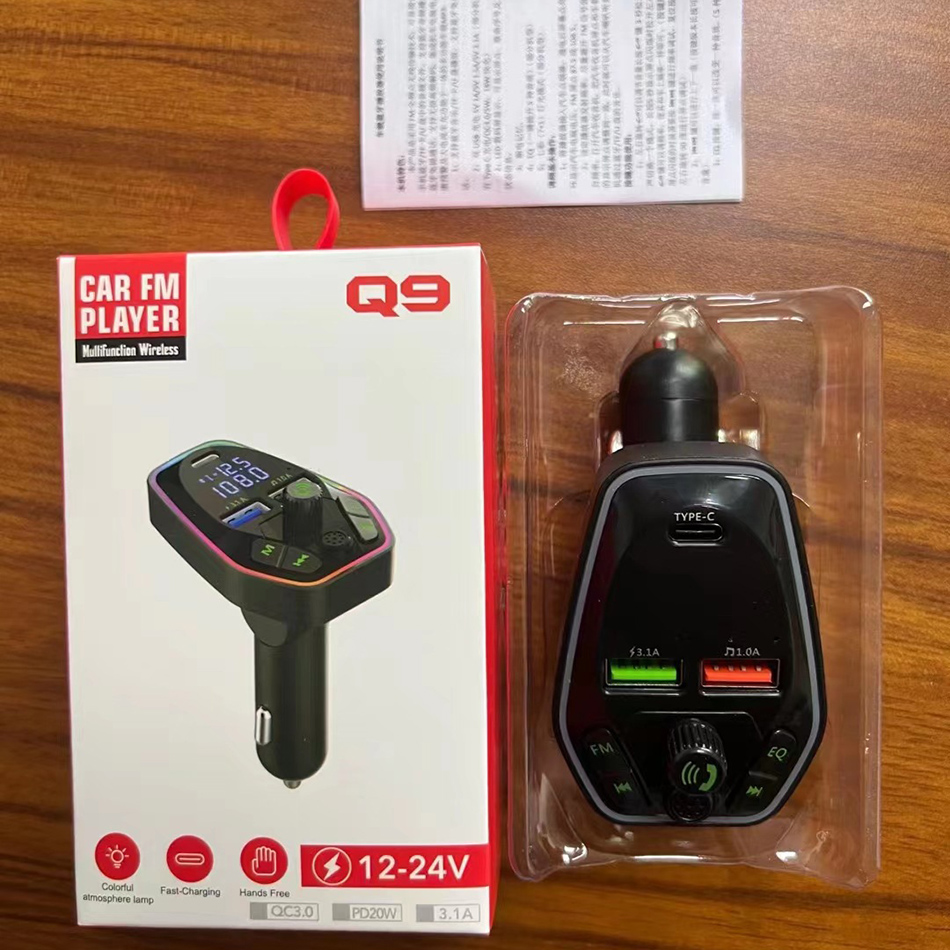 Q9 Q10 Car Bluetooth Kit FM Transmitter With Dual Usb Charger Type C Port PD Fast Charging Handsfree MP3 Player