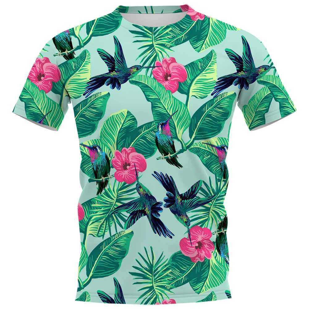 Chemises décontractées pour hommes Fashion décontractée hawaii plantes tropicales T-shirts graphiques Men Summer Holiday Imprimé Round Cou surdimensionné surdimensionné surdimension