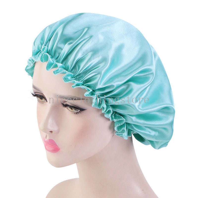 Ladies Satin Sleep Cap Women Night Hat Sleeping Elastic Turban Hair Bonnet Silk Beanie Headwear Hat Head Wrap Scarf Solid Color
