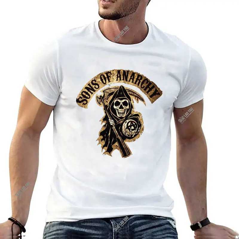 T-shirts masculins Nouveau fils avec arthrite ibuprofène chapitre Old Biker Motorcycle sur le dos Men Tshirt vintage drôle Design imprimé T-shirt modal Tops T240425