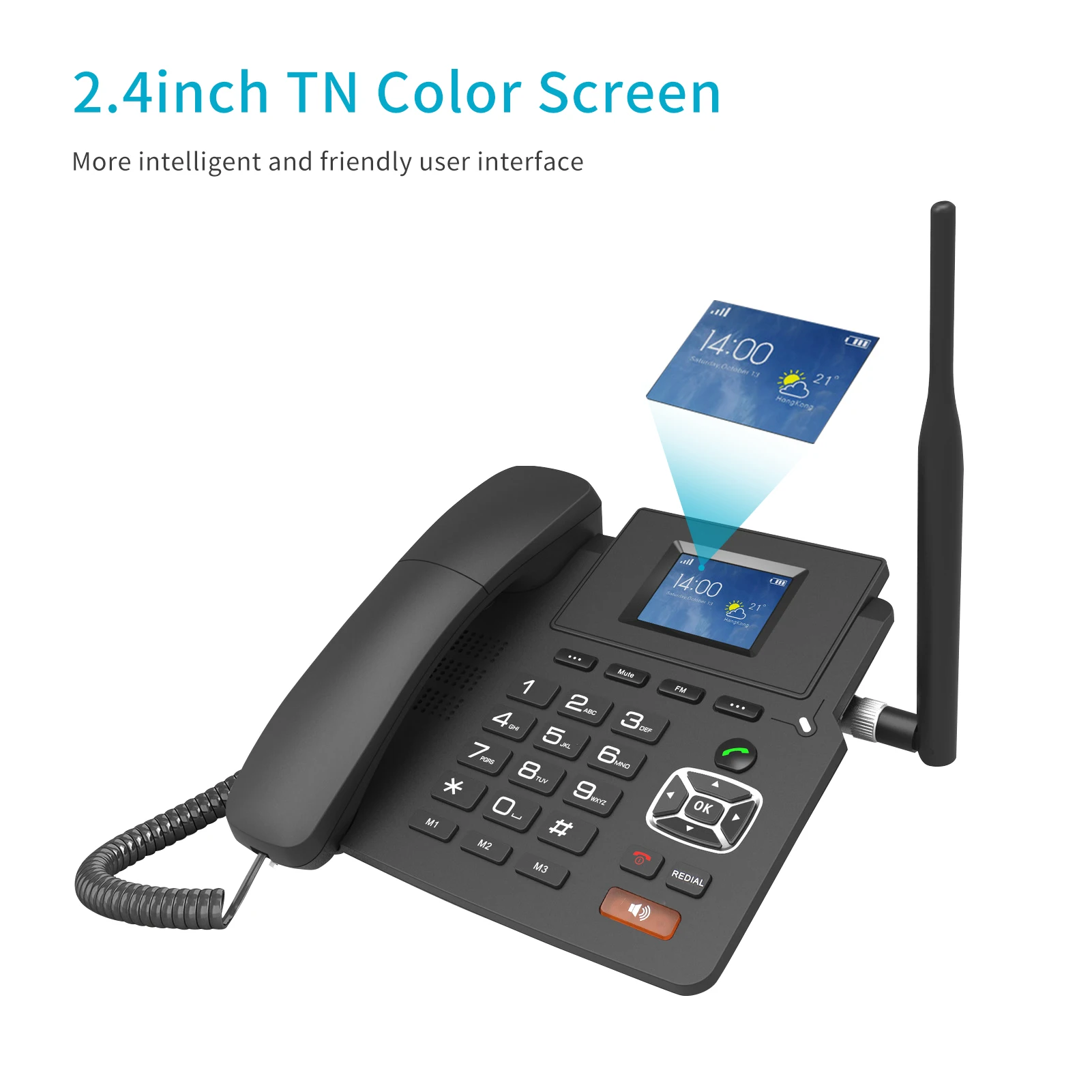 Accessoires P034G Desktop Wireless Telephone 4G VoIP Téléphone Prise en charge 2 Comptes SIP Card WiFi SIM avec antenne Écran LCD Auto Réponse