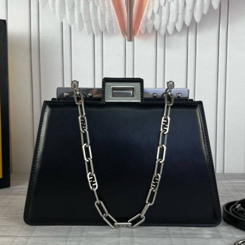 2023SS Peekaboo Designer Tote Bag Milan Show Luxury Handbags For Women Cross Body Bag Double Metal Square Twist Lock Top Cowhide Genuine Leather Brand Shoulder Bags