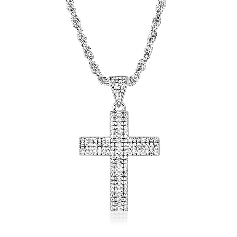 Hip Hop Full 5A Zircon Cross Pendant avec une chaîne de tennis surnommée Gift bijoux