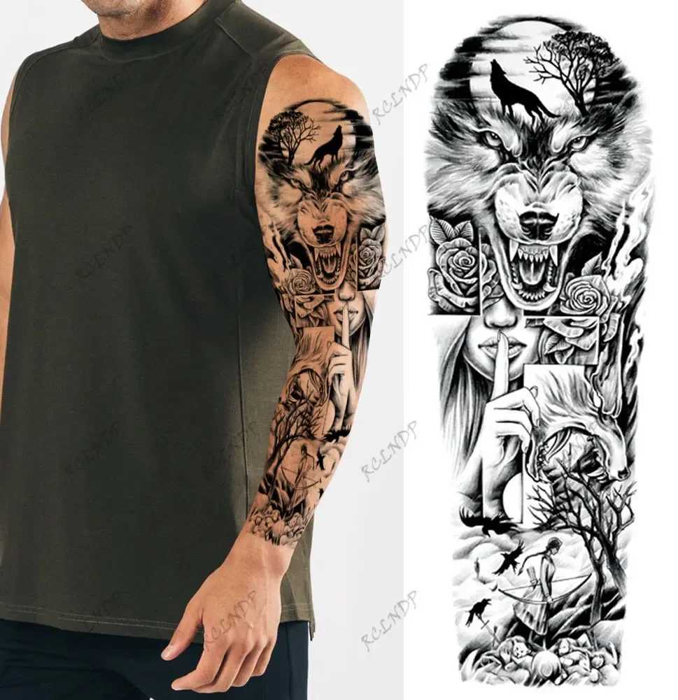 Transfert de tatouage Autocollant de tatouage temporaire imperméable Anubis Ancient Egypte Grèce Zeus Eye Full Arm FaTTO TATO FLASH Tatoo Sleeve for Men Women 240426