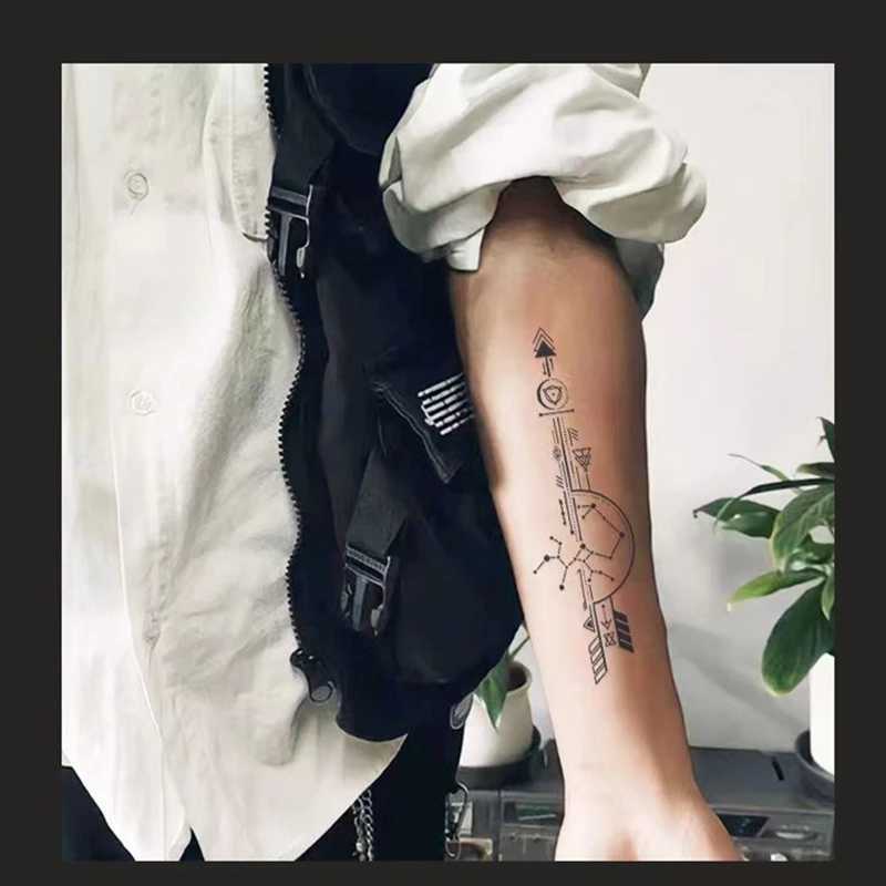 Tattoo Transfer Constellation Sword Tattoo Stickers Herbal Juice Non Reflective Waterproof Female Lasting Male Arm Chest Faux Tatouage Adesivos 240426