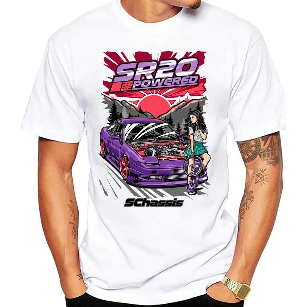 Camisetas masculinas Novos homens de verão SLVE SLVE JDM Modificação de carro Enginr Anime Classic T-shirt Harajuku White Casual Boy Ts Man Tops