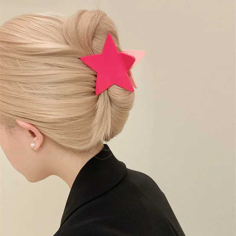 Zaciski Y2K Stars Pazur do włosów klip dla kobiet akrylowy pentagram duże klipsy rekina błyszczące pięcioramienna fryzura gwiazdy Koreańskie akcesoria do włosów Y240425