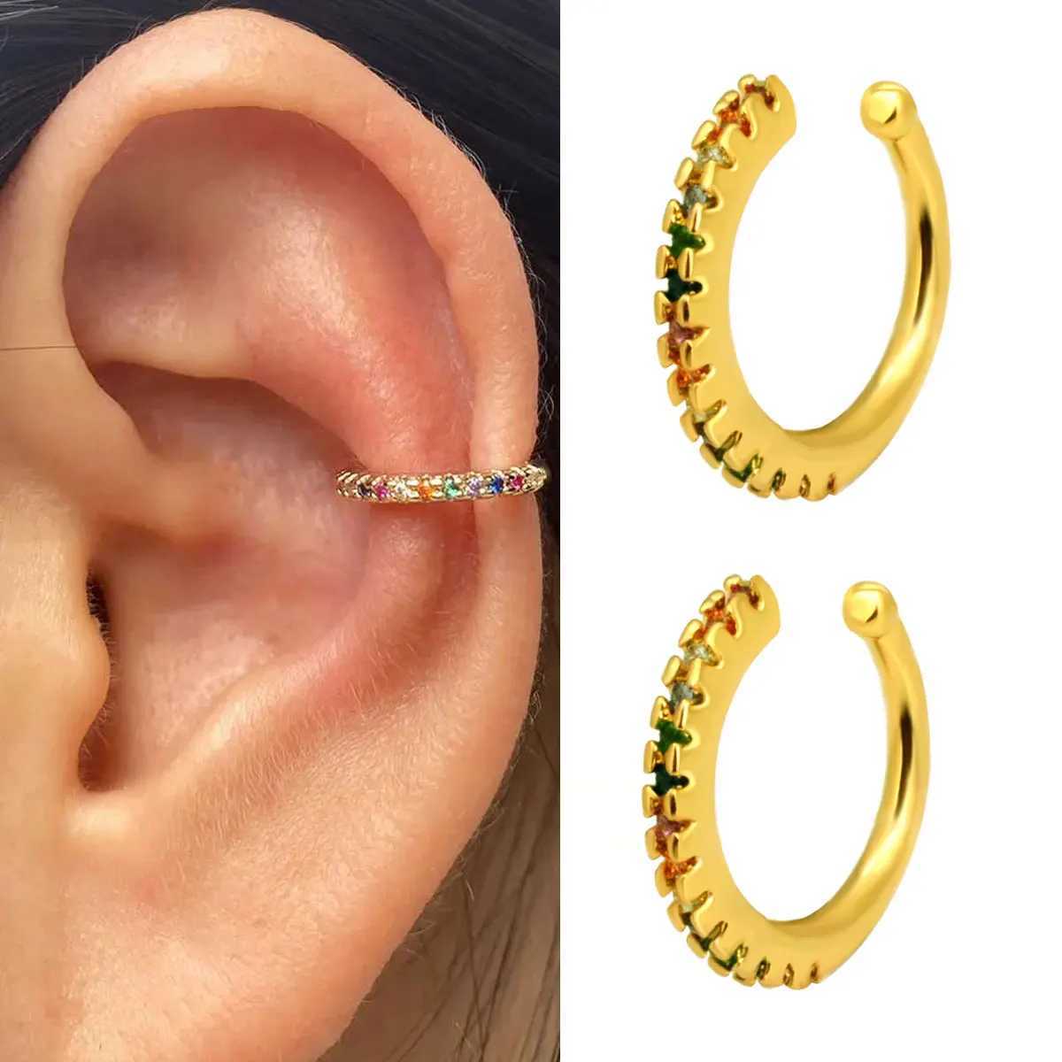 Charm Silver Color Geometry CZ Clip on Earrings for Women Men Creative Simple C Ear Cuff Non-Piercing Ear Clip 2024 Trend Jewelry