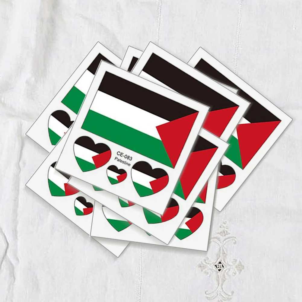 Transfert de tatouage 10-Autocollant de transfert d'eau Couleurs vibrantes Sticker Palestine Sticker Tatouage Palestine Face Bât de tatouage Stickers 240427