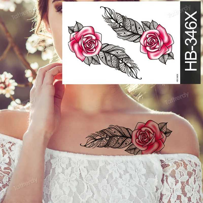 Tattoo Transfer Waterproof Temporary Tattoo Sticker Butterfly Flower Wing Fake Tatto Big Tatoo Tatouage Temporaire Back Chest for Women Girl 240427