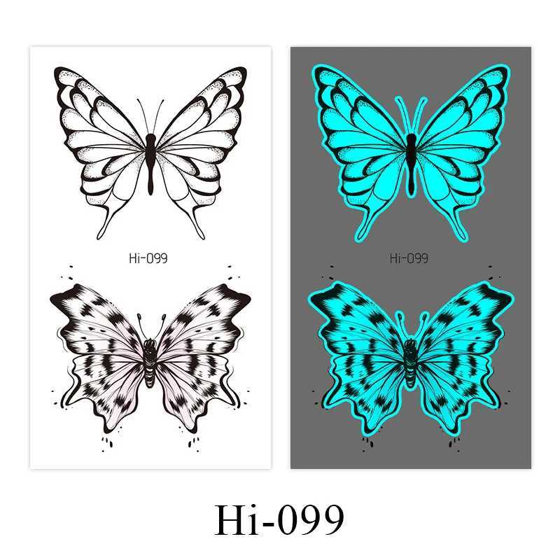 Transfert de tatouage Blue Luminfly Butterfly Stickers Femmes Femmes ARM FACT VACTURE TATOOS ART TATOOS TATOOS BATTERFLY SYLLABLE ÉLECTRIQUE TATOUCE 240427