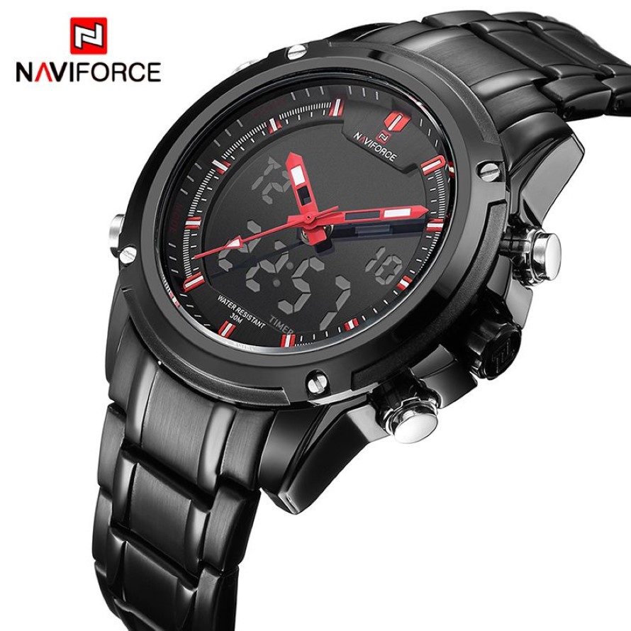 Naviforce lüks marka erkekler spor ordusu askeri saatler erkek kuvars analog led saat erkek su geçirmez saat relogio maskulino283v