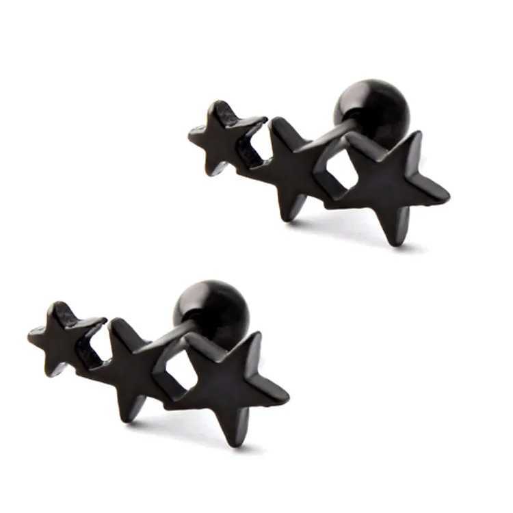 Dangle Kronleuchter 2024 Mode Einfache Drei kleine Sterne schwarze Hengste Ohrringe für Frauen Herren Ohrring Ohrring Ohrpiercing Juwely Accessoires