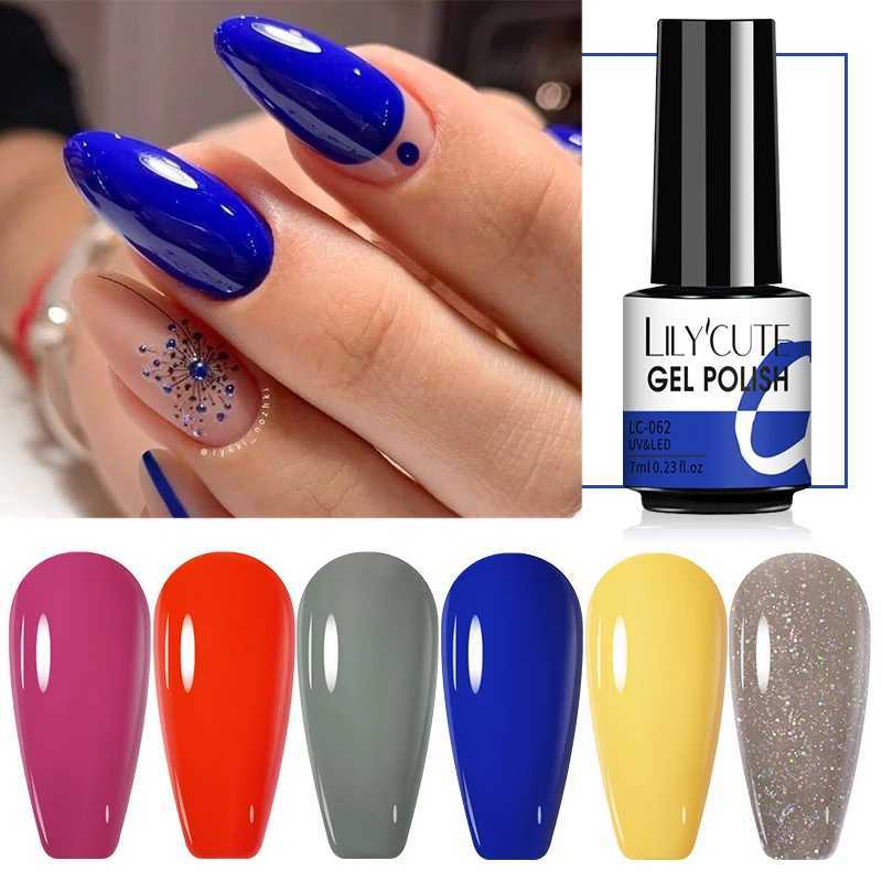 Nagellacklilycute 7ml Gel Polish Set Hybird Gel halb dauerhaft Vernis Basis Decklack UV LED Gel Lack aus Nail Art Gel Politur Y240425